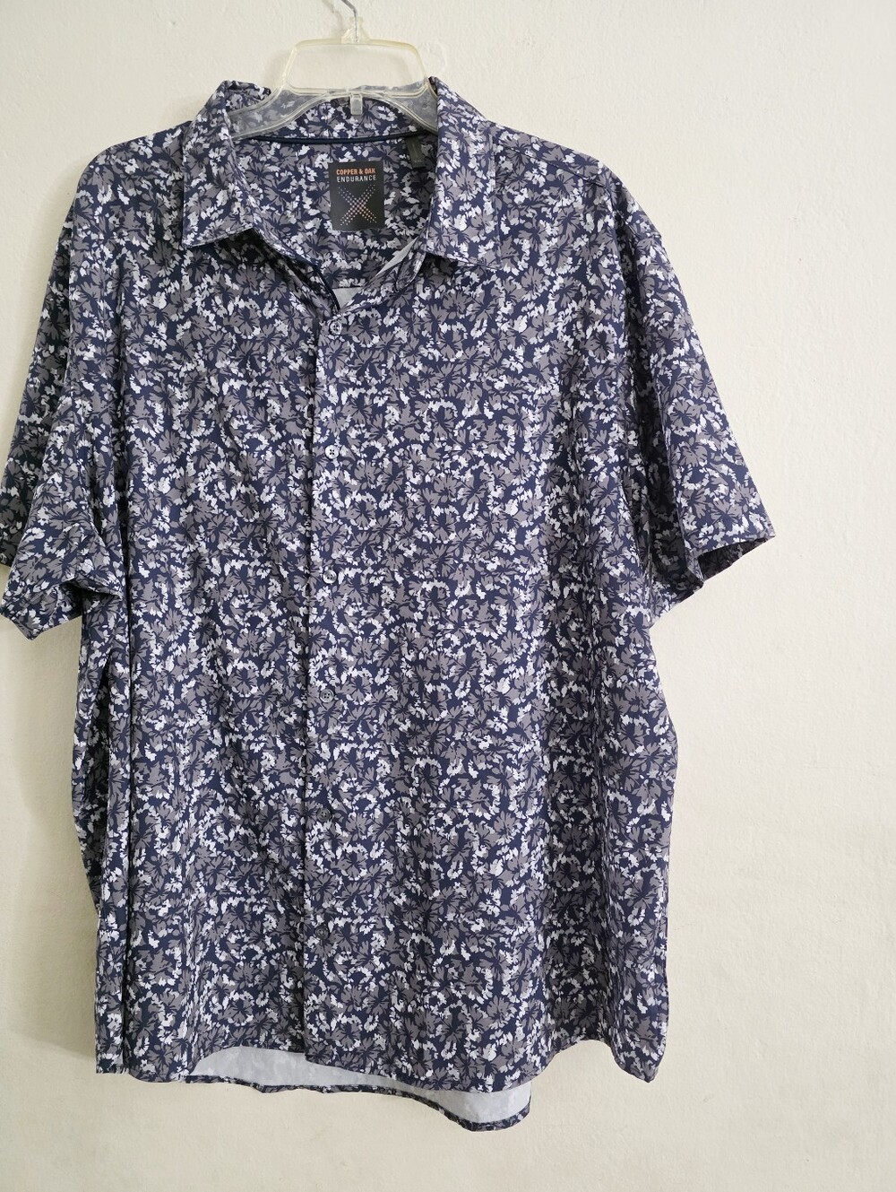 Copper And Oak Men’s Short-Sleeve Navy Brown  Button-Down Shirt